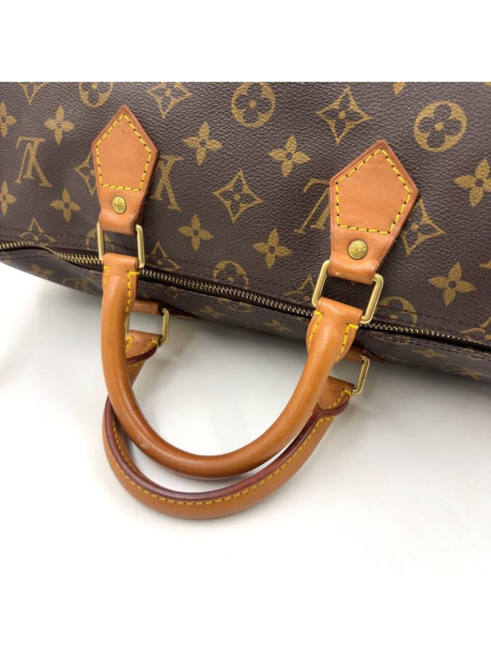 Louis Vuitton Speedy 35 Monogram Leather Brown Handbag Gold - Picture 10 of 15